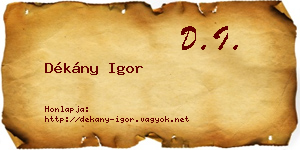 Dékány Igor névjegykártya